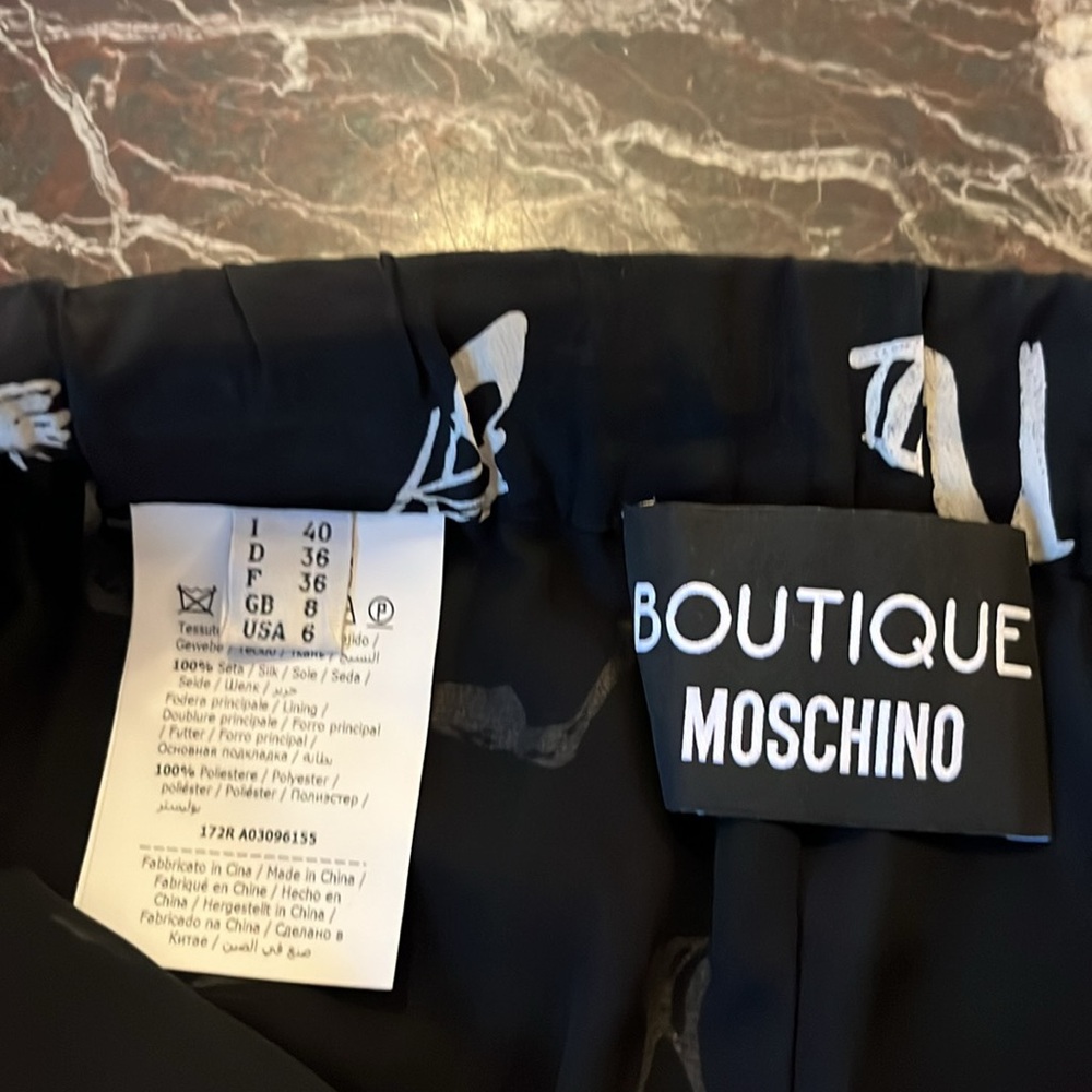 Moschino Women's Straight Leg Pants with Shoe Print - Black - Picture 3 of 11
